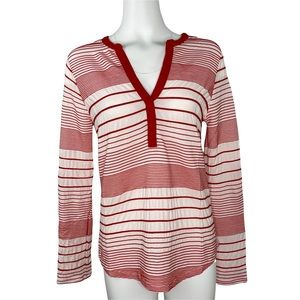 NWT Anthropologie Sanctuary Stripe Tunic Top Pullover Shirt Red Roll Tab Sleeve